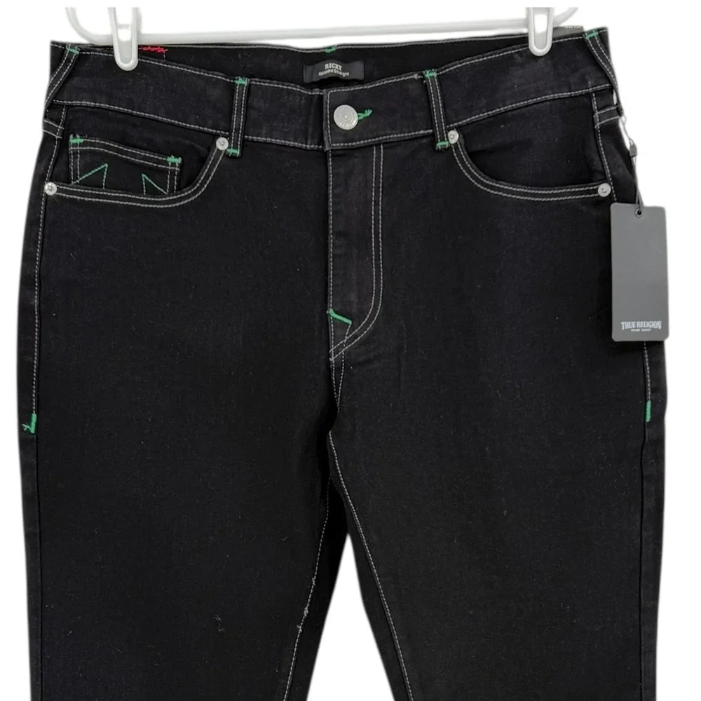 True Religion Men's Ricky Black Relaxed-Straight Stretch Jeans Sz 36x34 NWT $159